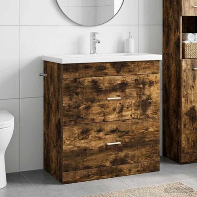 vidaXL Sada kúpeľňového nábytku Dymový dub 81 x 40 x 84,5 cm