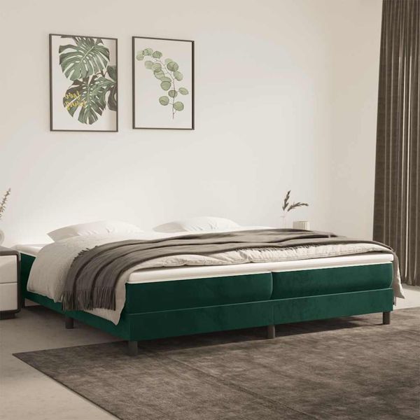 vidaXL Posteľný rám boxsping s matracom tmavozelený 200x200 cm zamat