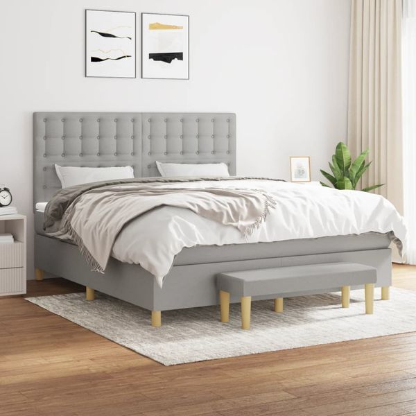 vidaXL Boxspring posteľ s matracom svetlosivá 100x200 cm látka
