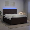 vidaXL LED boxspring posteľ s matracom Tmavohnedá 140 x 190 cm Látka