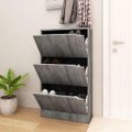 vidaXL Botník s 3 dvierkami betónový 59x24x105 cm drevotrieska