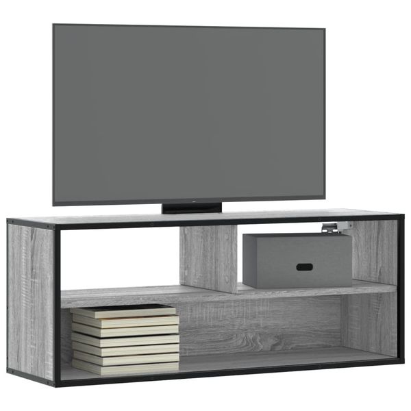 vidaXL TV skrinka sivá sonoma 100x31x39,5 cm kompozitné drevo a kov