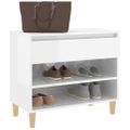 vidaXL Botník lesklý biely 70x36x60 cm spracované drevo
