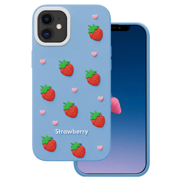 Puzdro Strawberry pre iPhone 11 modrá