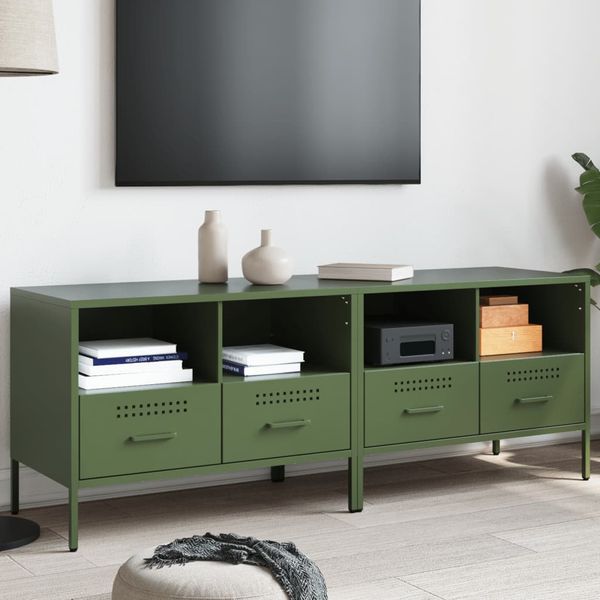 vidaXL TV skrinky 2 ks olivovo-zelené 68x39x50,5 cm oceľ