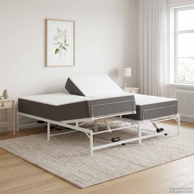 vidaXL Elektrický nastaviteľný rám postele Biela 180 x 200 cm Oceľ