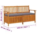 vidaXL Úložná lavica s vankúšom 148 cm masívne akáciové drevo