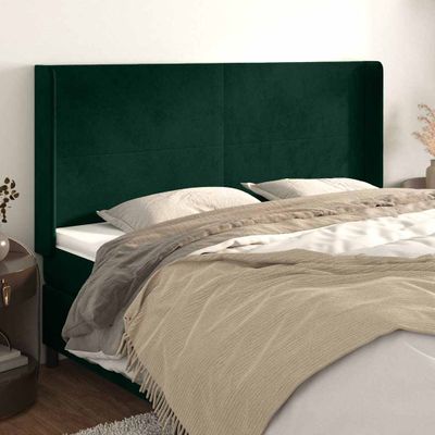 vidaXL Čelo postele so záhybmi tmavozelený 203x16x118/128 cm zamat
