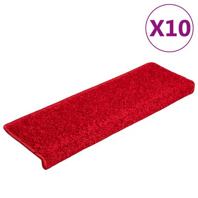 vidaXL Schodové rohože 20 ks 65x21x4 cm červené s obdĺžnikovým okrajom