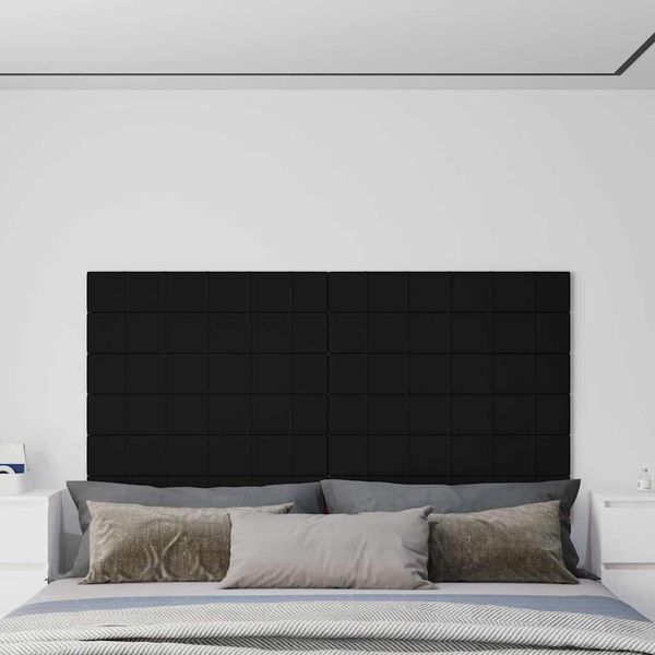 vidaXL Nástenné panely 12 ks čierne 90x15 cm látka 1,62 m²