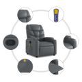 vidaXL Masážne kreslo s polohovacím mechanizmom, sivé, umelá koža