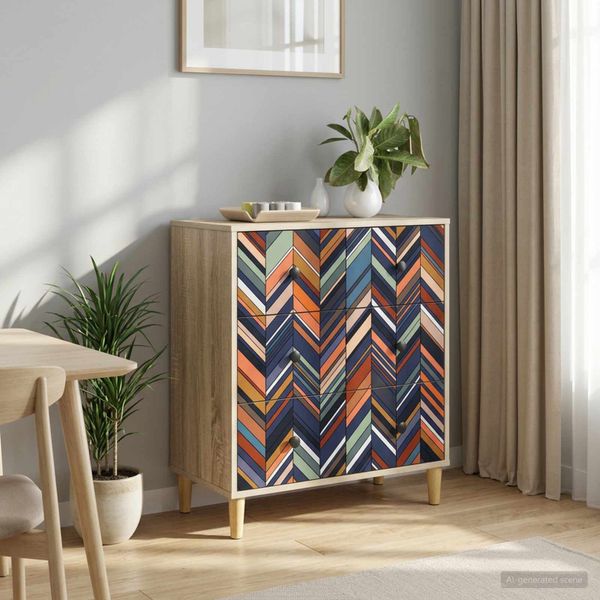 vidaXL Příborník OMMEN Geometrický vzor 66 x 36,5 x 75 cm Sonoma