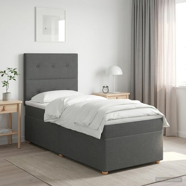 vidaXL Posteľ boxspring s matracom Tmavosivá 80 x 200 cm Látka