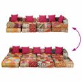 vidaXL 4-miestna modulárna taburetka, patchwork, látka