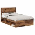 vidaXL Rám postele Staré drevo 135 x 190 cm Masívne borovicové drevo