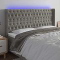 vidaXL Čelo postele s LED bledosivé 183x16x118/128 cm zamat