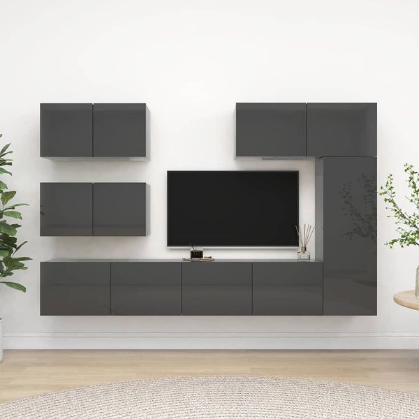 vidaXL 6-dielna súprava TV skriniek lesklá sivá drevotrieska