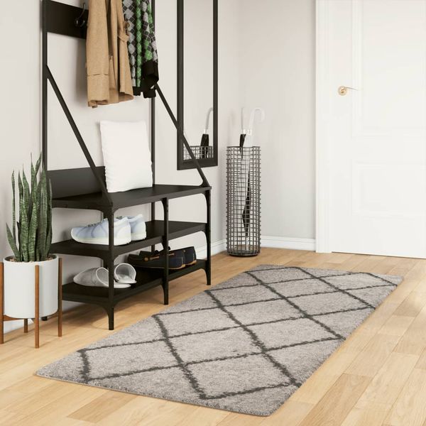 vidaXL Shaggy koberec PAMPLONA, vysoký vlas, béžová+antracit 80x200 cm