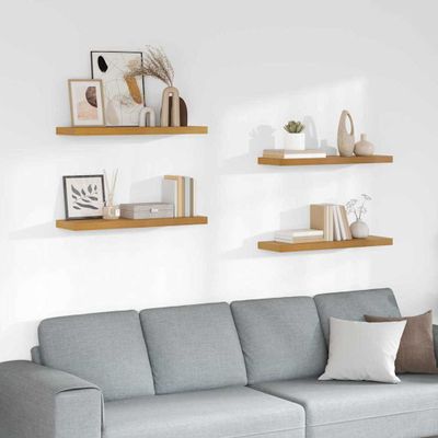vidaXL Stenná polica 4 pcs Béžová 80 x 23,5 x 4 cm Kompozitné drevo