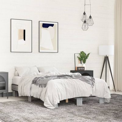 vidaXL Posteľný rám sivý sonoma 140x200 cm kompozitné drevo a kov