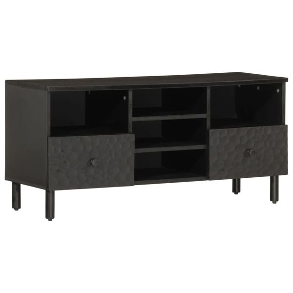 vidaXL TV skrinka, čierna 100x33x46 cm, mangový masív