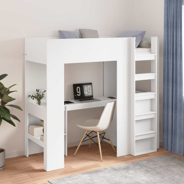 vidaXL Rám poschodovej postele so stolom s úložiskom Biela 75 x 190 cm