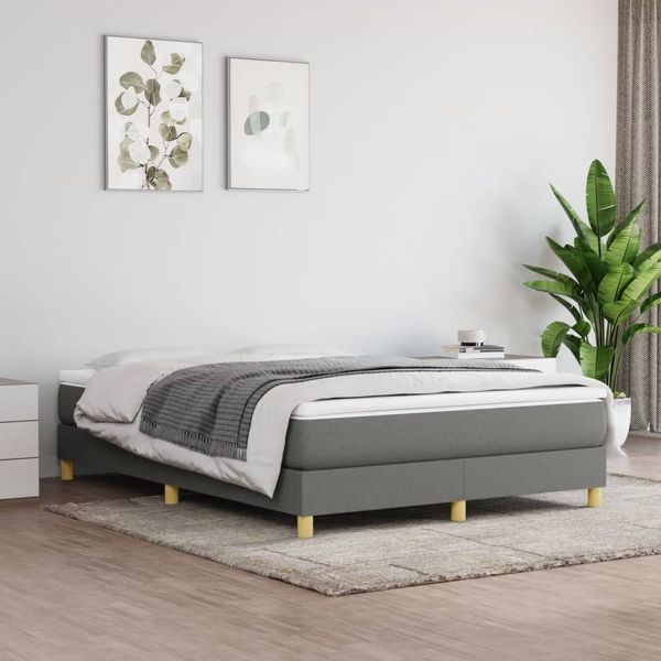 vidaXL Boxspring posteľ s matracom tmavosivá 140x200 cm látka