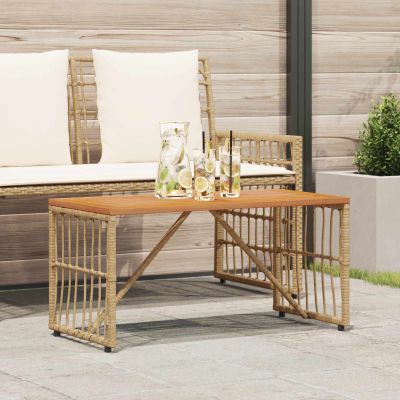 vidaXL Vonkajší stôl Prírodná 80 x 40 x 40 cm Oceľ a poly ratan