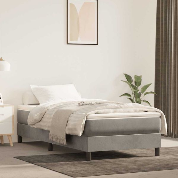 vidaXL Posteľný rám s boxspringom bledosivý 90x200 cm zamat
