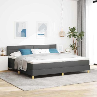 vidaXL LED box s pružinami s LED pásikmi Tmavo šedá 200 x 200 cm látka