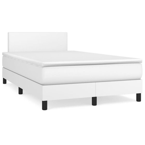 vidaXL Boxspring posteľ s matracom, biela 120x190 cm, umelá koža
