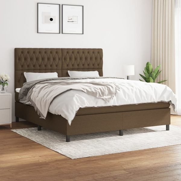 vidaXL Boxspring posteľ s matracom tmavohnedá 180x200 cm látka