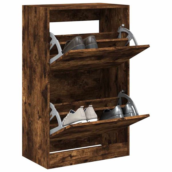 vidaXL Botník dymový dub 60x34x96,5 cm kompozitné drevo