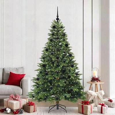 vidaXL Umelý vianočný stromček s 300 LED-i Zelená 210 cm PE a PVC