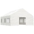 vidaXL Altánok so strechou, biely 6,69x5,88x3,75 m, polyetylén