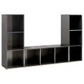 vidaXL TV skrinky 3 ks lesklé sivé 107x35x37 cm drevotrieska
