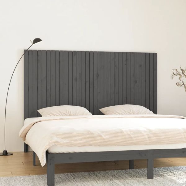 vidaXL Nástenné čelo postele sivé 204x3x110 cm masívna borovica