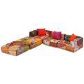 vidaXL 3-miestna modulárna taburetka, patchwork, látka