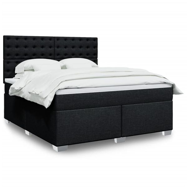 vidaXL Posteľný rám boxspring s matracom čierny 180x200 cm látka