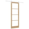 vidaXL Posuvné dvere Hnedá 83 x 232 cm Masívne borovicové drevo a sklo