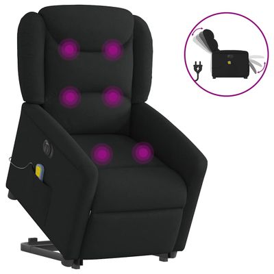 vidaXL Zdvíhacie a sklápacie elektrické masážne kreslo, čierne, látka