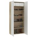 vidaXL Skrinka na topánky biela a dub sonoma 80x35,5x180 cm drevo