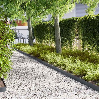 vidaXL Obrubník trávnika 30 ks 100 x 0,05 x 15 cm Antracit