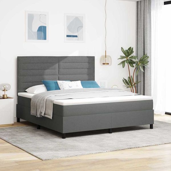 vidaXL Posteľ s pružinovým rámom s LED Tmavo šedá 180 x 200 cm látka