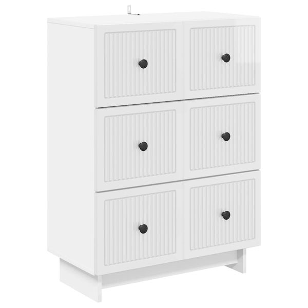 vidaXL Zásuvkový kabinet Biela s vysokým leskom 66 x 34,5 x 90 cm