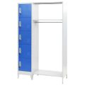 vidaXL Šatňová skriňa+vešiak na kabáty, modrá a sivá 110x45x180cm, kov