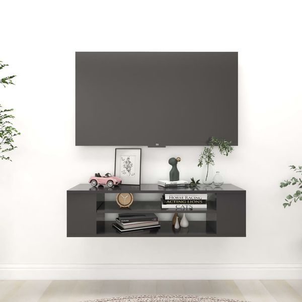 vidaXL Závesná TV skrinka, sivá 100x30x26,5 cm, kompozitné drevo
