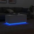Konferenčný stolík vidaXL s LED svetlami biely 90x50x40 cm