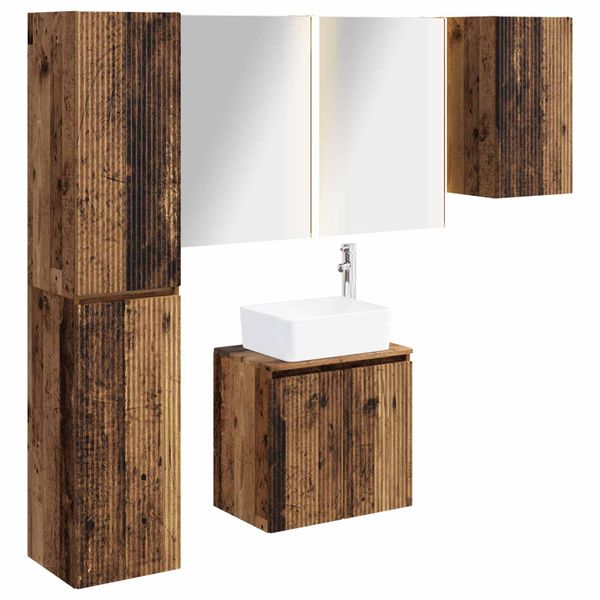 vidaXL Set kabinetov do kúpeľne 5 pcs Staré drevo 53 x 15,5 x 70 cm