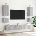 vidaXL TV nástenné skrinky s LED svetlami 2ks sivý sonoma 40,5x35x40cm